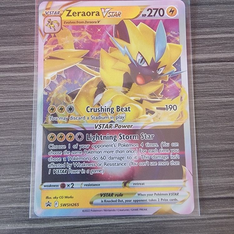 zeraora vstar pokemon card GG43 (You cant use more than 1 VSTAR Power in a game.) Weakness Fighting ×2 Resistance None None Rule Zeraora VSTAR 220/172 SAR |