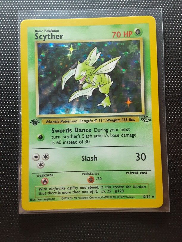 Scyther 10/64 1st Edition Jungle Holo Pokemon card - starselection.ae Scyther 10/64 1st Edition Jungle Holo Pokemon card - starselection.ae