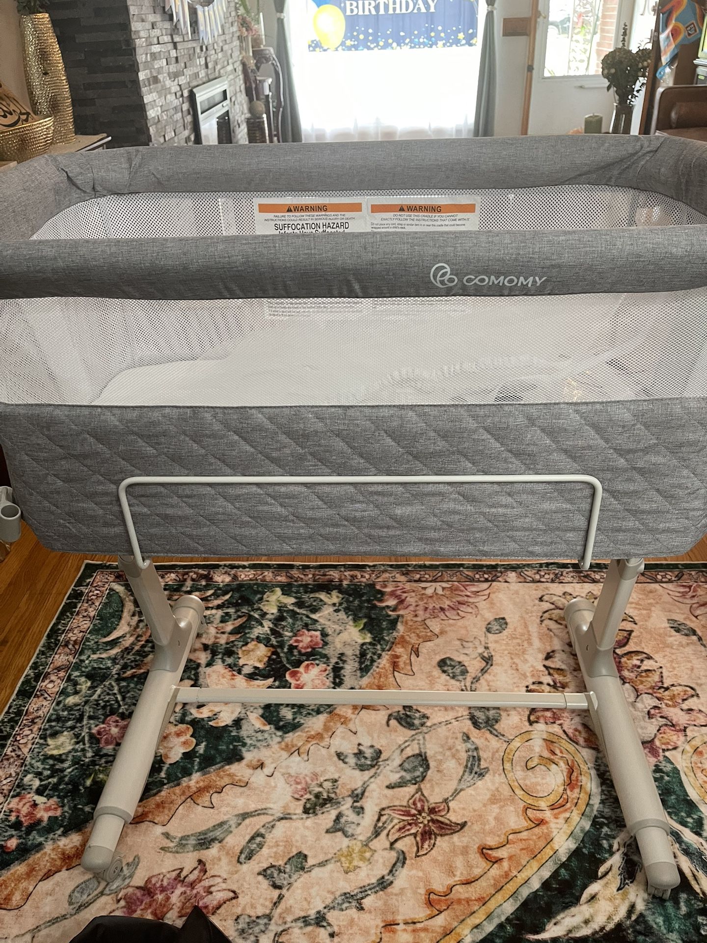 Comomy Bedside Crib Grey 0-6 Months