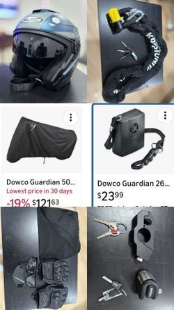 Full Motorcycle Lot – Helmet, Gear, Locks, Cover & More
$200 (Firm)