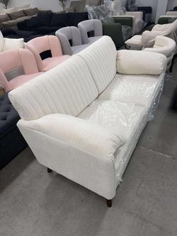 64.5" Loveseat Sofa, Chenille Loveseat Couch for Living Room, 23.2" Deep Seat Love Seat with Padded Arms