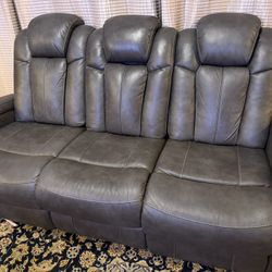 Real Leather Reclining Soda 