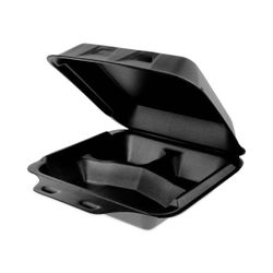 Pactiv Evergreen SmartLock Foam Hinged Lid Container, Medium, 3-Compartment