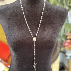 Beautiful Sterling Silver INRI Roman Catholic Rosary With What Looks To Be A Leather Case See Images For Condition