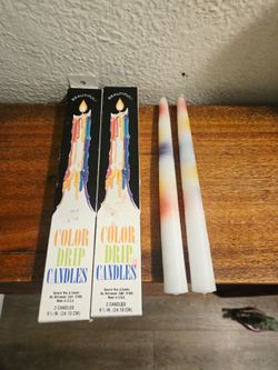 2 Packs of 2 Color Drip Candles General Wax & Candle Company in Box NEVER USED Both $8