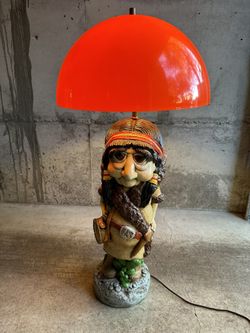 Apsit Bros. 1974 Native American Lamp RARE California Pottery Chalkware