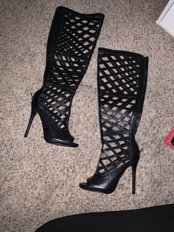 Just fab knee high caged boots “s.7.5”