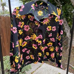 Vintage Polyester Button Up Speer Point Collar 