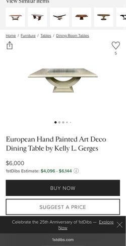 Vintage European Hand-Painted Art Deco Dining Table – Kelly L. Gerges (Postmodern)