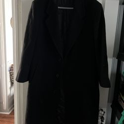 Bloomingdales The Men’s Store Black Wool Trench Coat, Size L