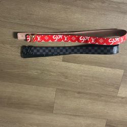  2 Louis Vuitton Belts / 1 Supreme Collab 