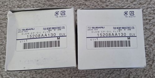2 pack Genuine Subaru engine oil filters part number 15208AA130.