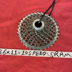 SRAM Cassette 11-36T 10 Speed Mountain Bike X-Glide Silver