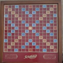 VTG Scrabble Deluxe Edition board game - Lazy Susan, Gilded Racks & Timer