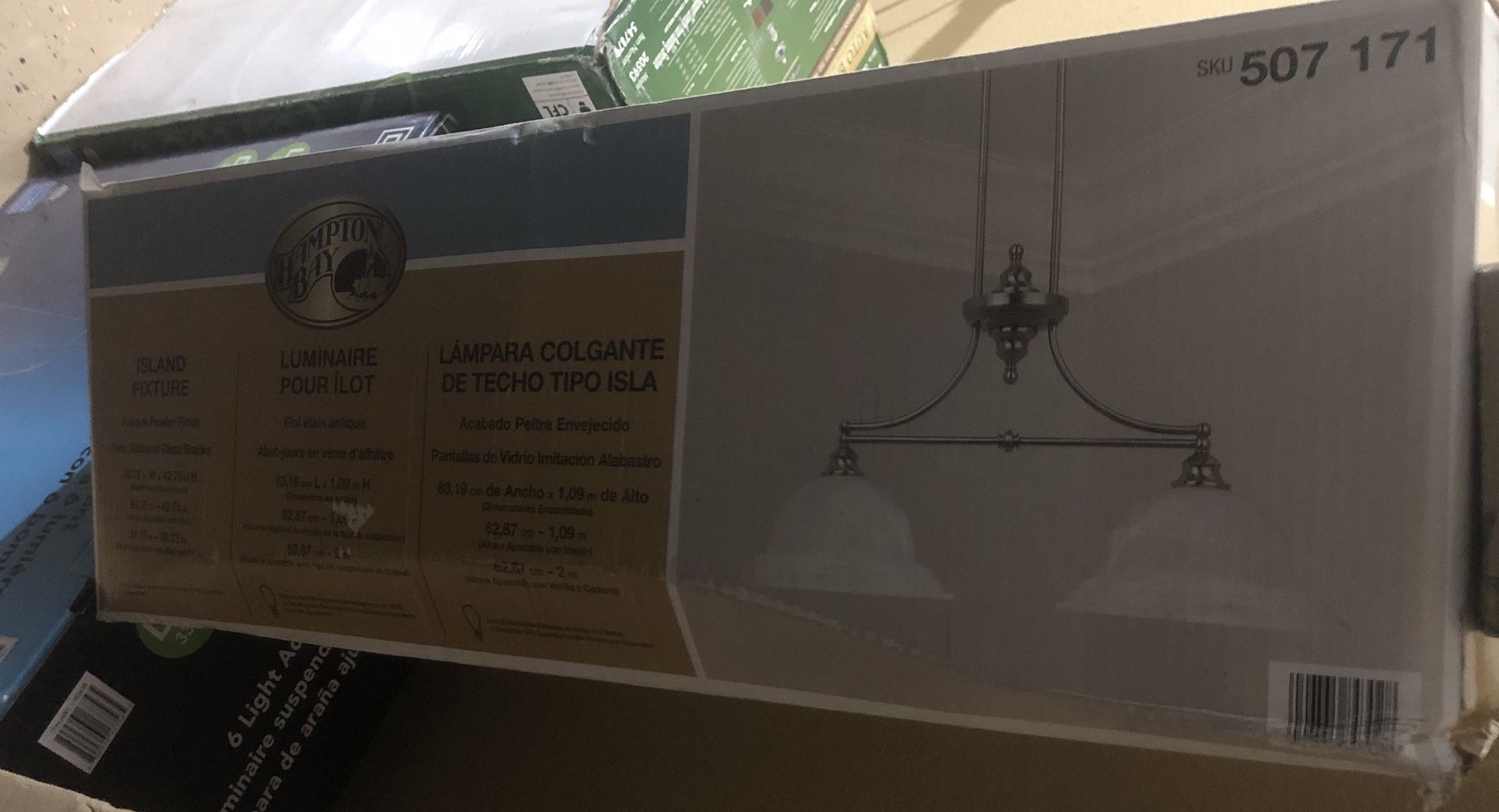 Hampton Bay 2-Light Island Fixture Light in Antique Pewter Finish 507 171