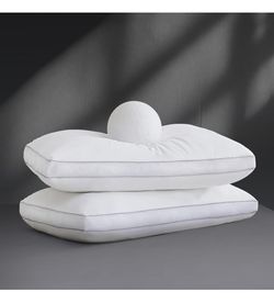Goose Down Bed Pillows Queen Size Set of 2 (White), Hotel Collection Pillows for Sleeping, Gusseted Pillow for Side, Back, or Stomach Sleepers, 20" x