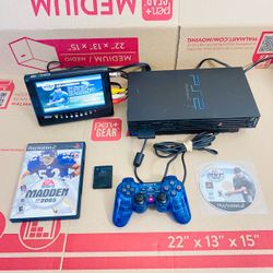 Sony PlayStation 2 Fat Console SCPH-30001 W/ Controller, 8MB Memory Card, 2 Games AV Cables and power cord. Plays game disc and DVD smoothly. Fully te