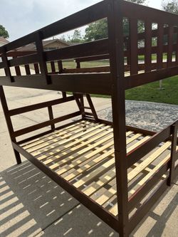 Wooden Bunkbeds Full Full, And Twin In Good Condition