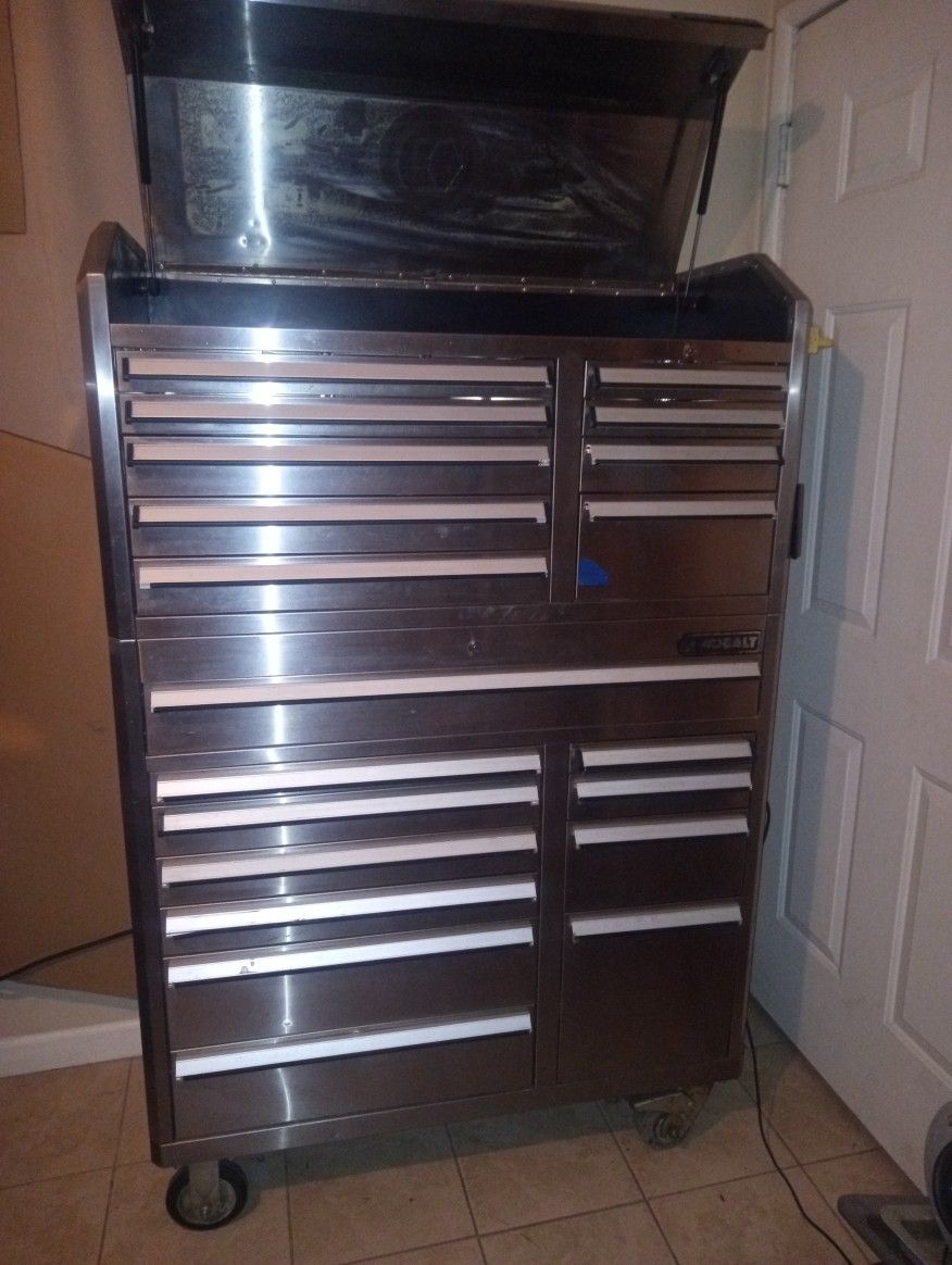 $400 Kobalt Stainless Steel 2pc Tool Cabinet