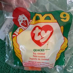 Rare Error McDonald’s TY Quackers teenie beanie baby Sealed in package Has 3 tush tags $25