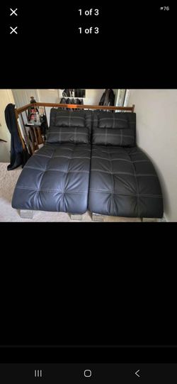 Black Faux leather Chaise set of 2