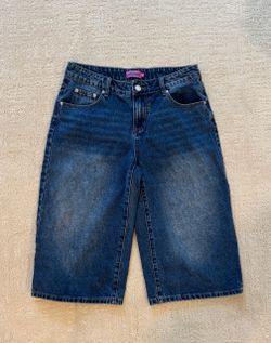 Edikted Oversized Low Rise Denim Bermuda Shorts