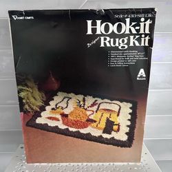 Vintage 70s Vogart Crafts Latch hook rug kit  Complete kit Unused in original box. Dimensional latch hook kit containing materials to create a 20" x 2
