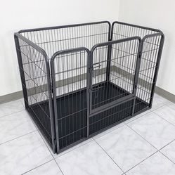 $95 (New in Box) Heavy-duty dog pet playpen w/ plastic tray indoor outdoor cage kennel 4-panel, 49”x32”x35” 
