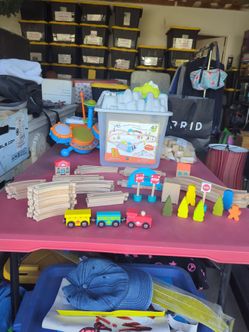 B. Toys Wood & Wheels Wooden Train Set