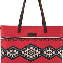 Wrangler Tote Purse Bag Aztec Canvas Shoulder Bags Red