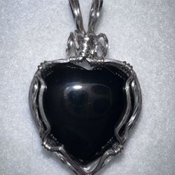 Black Onyx Heart Necklace 
