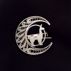 Sterling Silver Llama Brooch