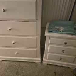 White Dresser and Nightstand Set