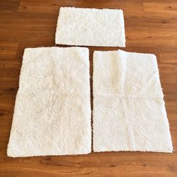 Set of 3 White Thick Bath Mat