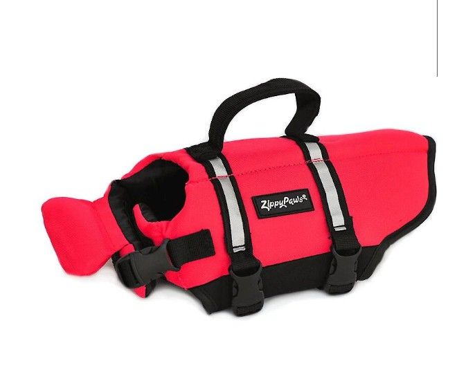Zippy Paws Small Dog Velcro Clip Red Life Jacket Lightweight Reflector Vest