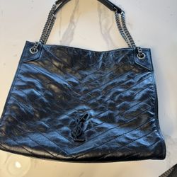 YSL Saint Laurent Large Crinkled Vintage Leather Shopper