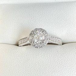 14K White Gold THE LEO 1.5 CTW Diamond Engagement Ring Round-cut