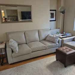Bone Leather Sofa & Loveseat