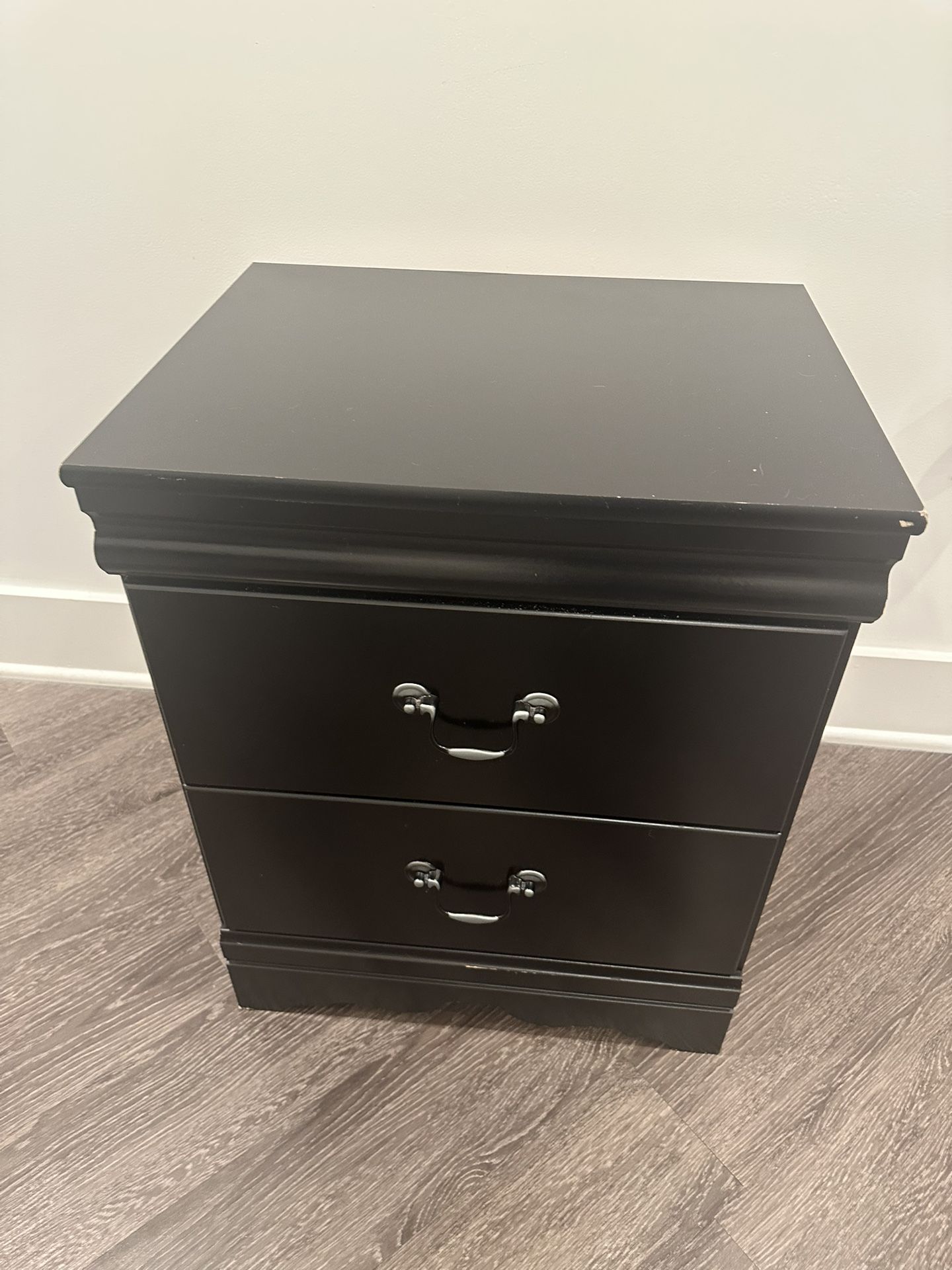 Solid Wood Black Nightstand | 2 Drawer Bedside Table | Farmhouse Modern