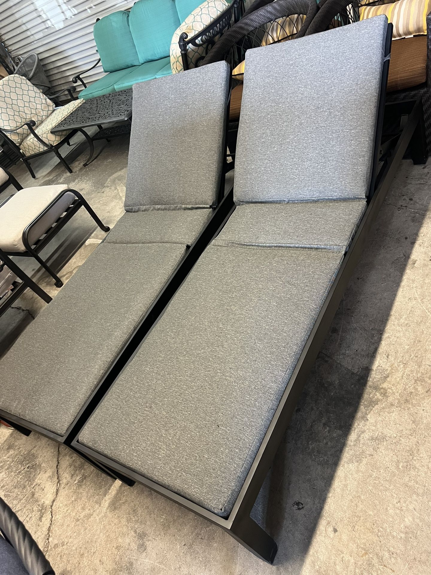 Patio,Lounges,2 Metal Lounges,Pool chairs with cushions.