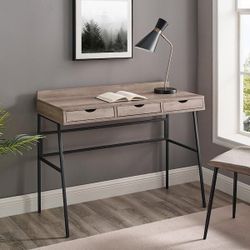 42 in. Grey Wash Rectangular 3 -Drawer Writing Desk with Storage