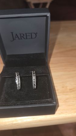 Black Diamond Hoop Earrings 1/10ct Round Sterling Silver