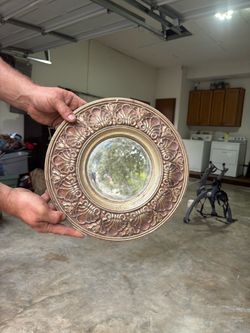 Small Round Ornate Gold Convex Wall Mirror