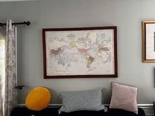 Large Framed World Map Wall Art