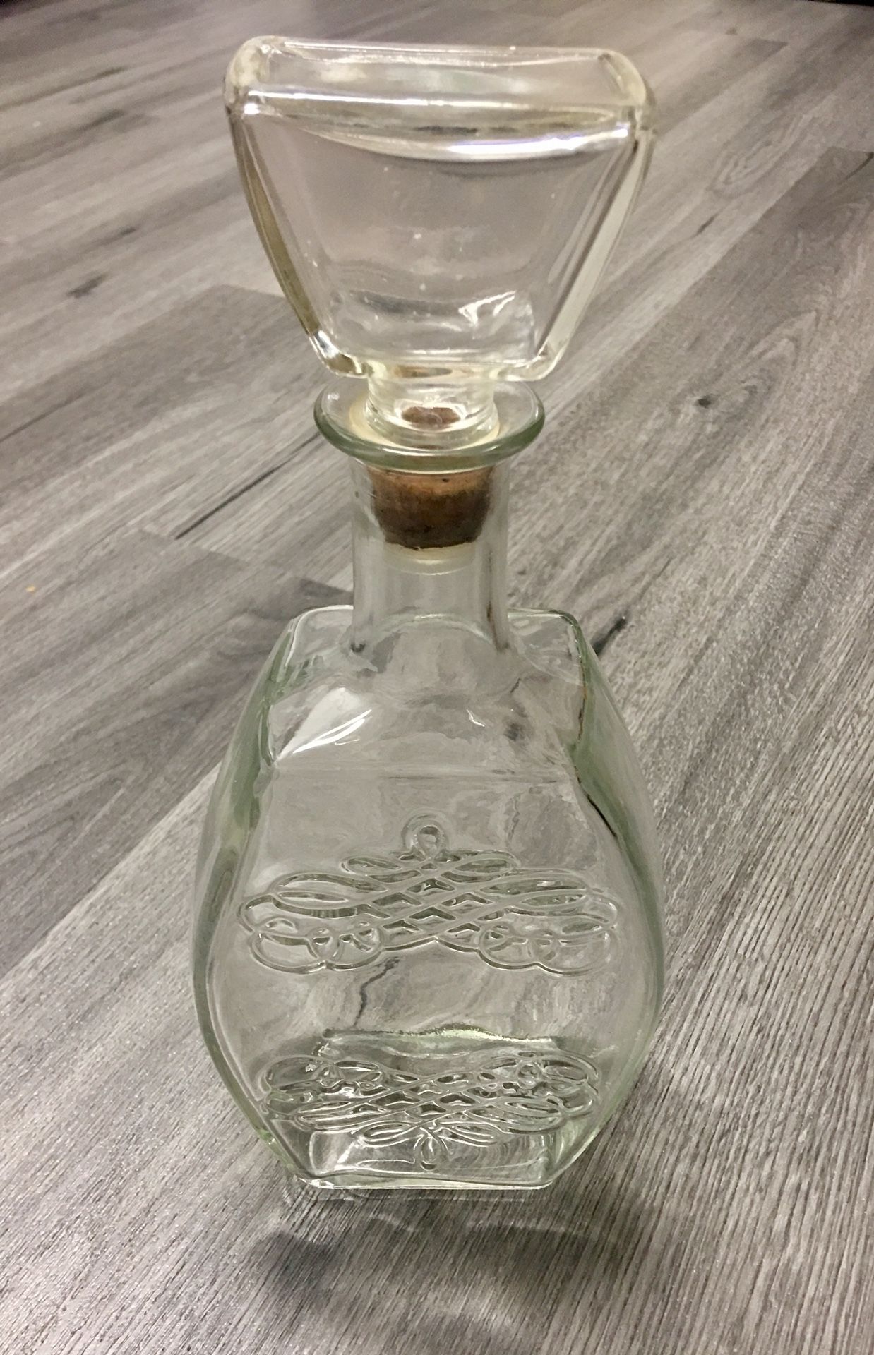 RARE Antique Glass Crystal Whiskey Liquor Wine Decanter Cork Bottle