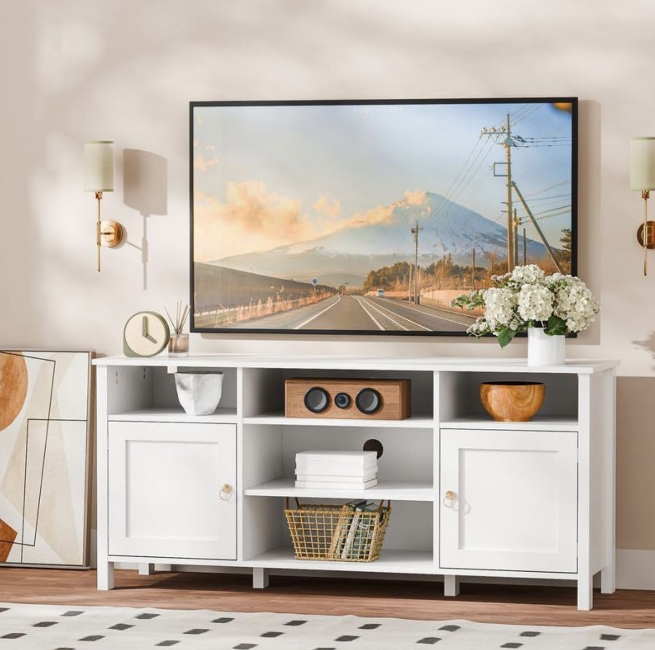 Black  & White Modern 55” Tv Stand 