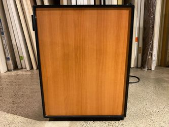 ABSOCOLD Black Mini Fridge with Varnished Wood