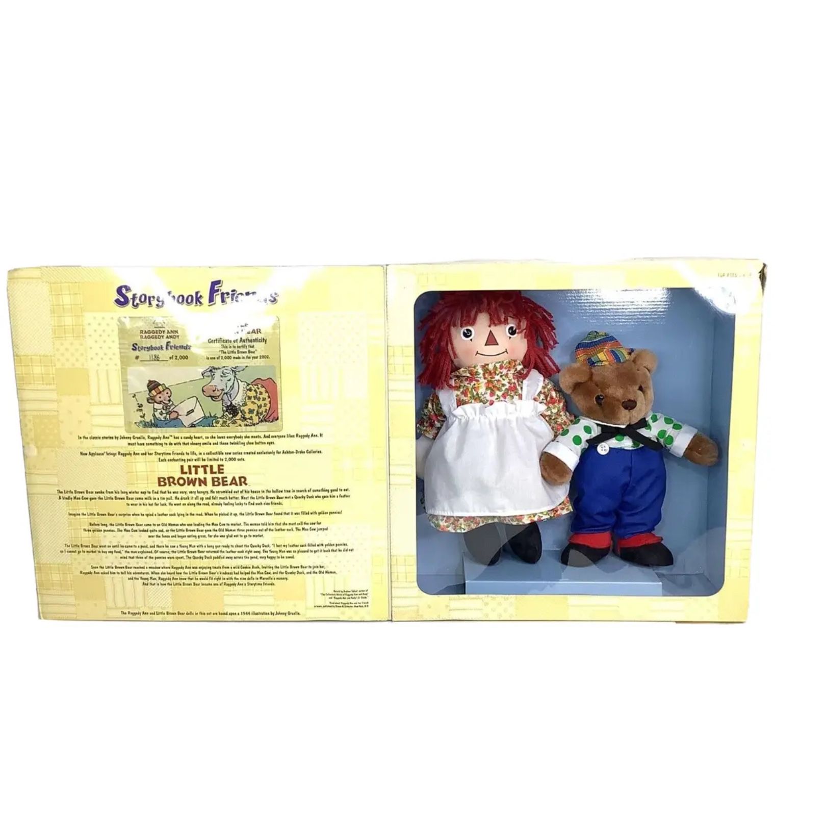 Raggedy Ann & Andy Storybook Friends Little Brown Bear Doll Set Applause 2002