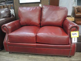 Rocky Mountain Leather Gunnison Red Leather Nailhead Loveseat