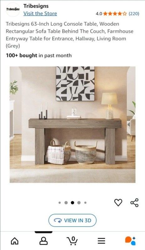 Tribesigns 63-Inch Long Entryway/ Console Table Gray